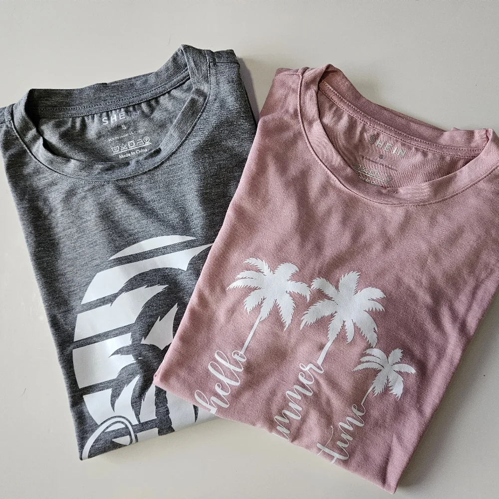๐summer tee bundle of 2 one gray one pink size small brand new! - Picture 1 of 7